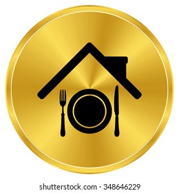 restaurant - gold vector icon