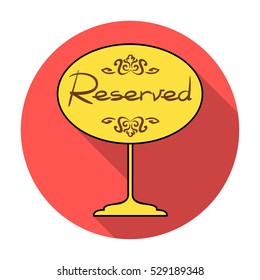 Restaurant golden reserved sign icon in flat style isolated on white background. Restaurant symbol stock vector illustration.