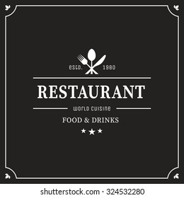 Restaurant graphic design logo template, vintage insignia