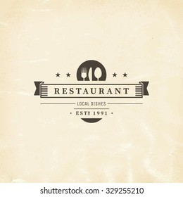 Restaurant graphic design logo template, vintage insignia