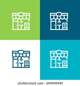 Restaurant green and blue material color minimal icon or logo design