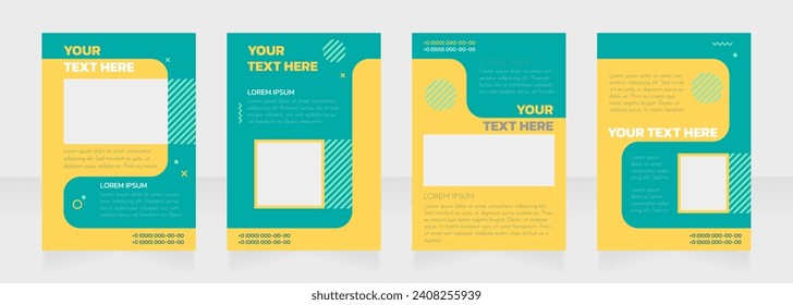 Restaurant green and yellow blank brochure layout design. Vertical poster template set with empty copy space for text. Premade corporate reports collection. Editable flyer paper pages