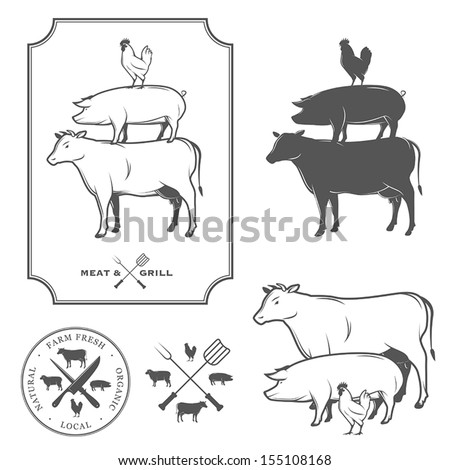 Restaurant grill and barbecue menu design elements