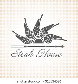 Restaurant grill and barbecue menu, steak house, vector logo