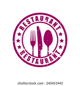 Restaurant, grunge stamp round, vector illustration