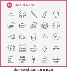 Restaurant  Hand Drawn Icons Set For Infographics, Mobile UX/UI Kit And Print Design. Include: Carrot, Food, Vegetable, Meal, Bottle, Food, Meal, Mustard, Eps 10 - Vector