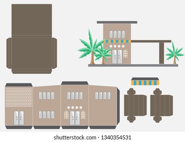 Restaurant or House Paper Model, Cut and glue
