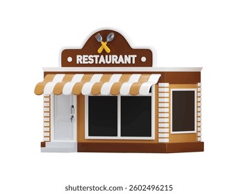 Restaurant icon 3d render concept of food shop, restaurant building, fast food shop icon vector illustration