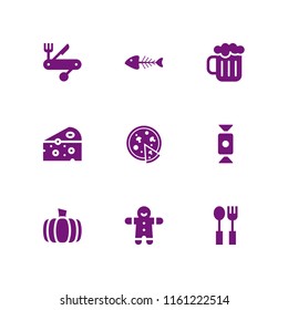 restaurant icon. 9 restaurant set with pizza, pub, fish and dessert vector icons for web and mobile app