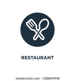 Restaurant icon. Black filled vector illustration. Restaurant symbol on white background. Can be used in web and mobile.