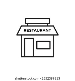Icono de restaurante Vector blanco y negro signo de contorno