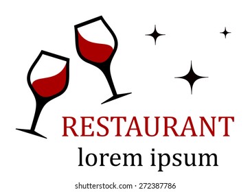 restaurant icon with clink wine glasses silhouette