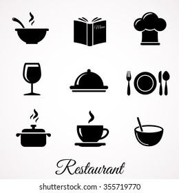 Restaurant icon collection isolated on white background. Vector art.