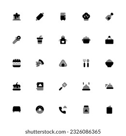 Restaurant Icon Collection. Pixel Perfect Restaurant Duotone Style 2D Symbol