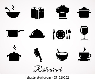 Restaurant icon collection. Vector shapes isolated on white background.