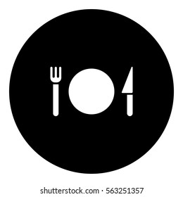 Restaurant icon - Flat design, glyph style icon - White enclosed in a circle