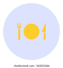 Restaurant icon - Flat design, glyph style icon - Colored enclosed in a circle