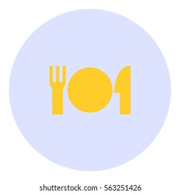 Restaurant icon - Flat design, glyph style icon - Colored enclosed in a circle