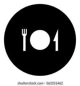 Restaurant icon - Flat design, glyph style icon - White enclosed in a circle