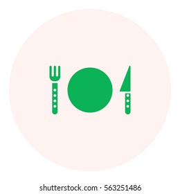 Restaurant icon - Flat design, glyph style icon - Colored enclosed in a circle