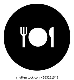 Restaurant icon - Flat design, glyph style icon - White enclosed in a circle