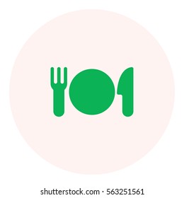 Restaurant icon - Flat design, glyph style icon - Colored enclosed in a circle
