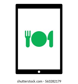 Restaurant icon - Flat design, glyph style icon - Colored enclosed in a tablet