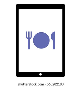 Restaurant icon - Flat design, glyph style icon - Colored enclosed in a tablet
