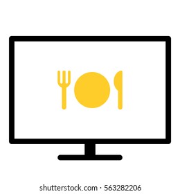 Restaurant icon - Flat design, glyph style icon - Colored enclosed in a screen