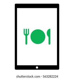 Restaurant icon - Flat design, glyph style icon - Colored enclosed in a tablet