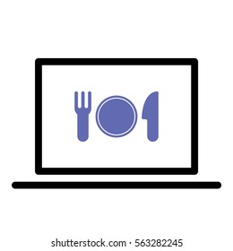 Restaurant icon - Flat design, glyph style icon - Colored enclosed in a computer