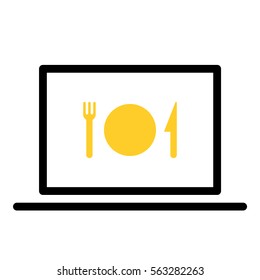 Restaurant icon - Flat design, glyph style icon - Colored enclosed in a computer