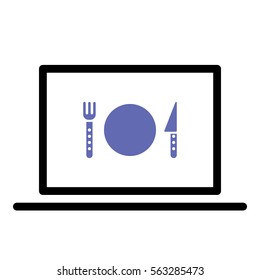 Restaurant icon - Flat design, glyph style icon - Colored enclosed in a computer