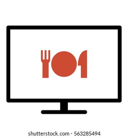 Restaurant icon - Flat design, glyph style icon - Colored enclosed in a screen
