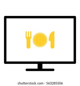 Restaurant icon - Flat design, glyph style icon - Colored enclosed in a screen
