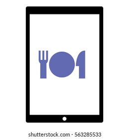 Restaurant icon - Flat design, glyph style icon - Colored enclosed in a tablet