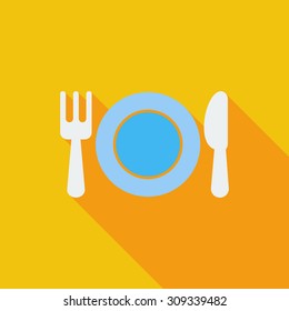 Restaurant icon. Flat vector related icon with long shadow for web and mobile applications. It can be used as - logo, pictogram, icon, infographic element. Vector Illustration.