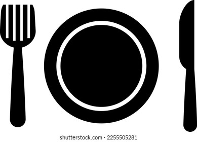Restaurant icon. Fork, plate and knife trendy style illustration on white background..eps