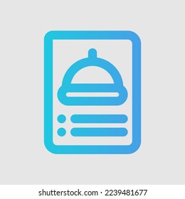 Icono de restaurante con estilo de gradiente sobre viajes, uso para presentación de aplicación móvil del sitio web