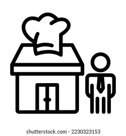 Restaurant icon illustration with people. line icon style. suitable for restaurant icon. icon related to e-commerce. Simple vector design editable. Pixel perfect at 32 x 32