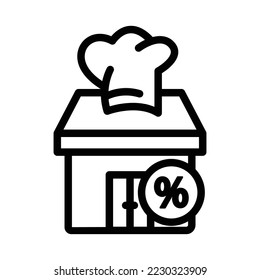 Restaurant icon illustration with Percent. line icon style. suitable for discount icon. icon related to e-commerce. Simple vector design editable. Pixel perfect at 32 x 32