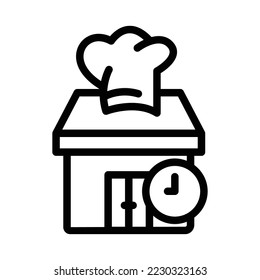 Restaurant icon illustration with time. line icon style. suitable for Meal time icon. icon related to e-commerce. Simple vector design editable. Pixel perfect at 32 x 32