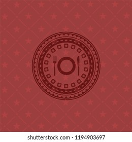 restaurant icon inside badge with red background