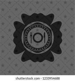 restaurant icon inside black badge