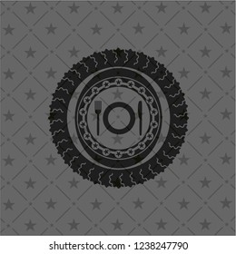 restaurant icon inside black emblem. Vintage.