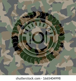 restaurant icon inside camo texture