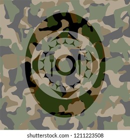 restaurant icon inside camouflage texture