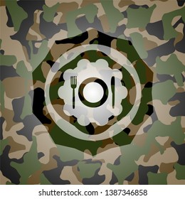 restaurant icon inside camouflage texture