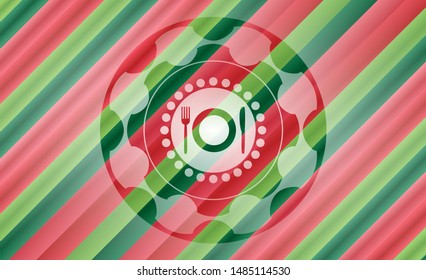 restaurant icon inside christmas badge background.