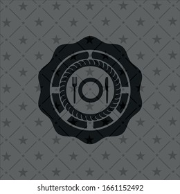 restaurant icon inside dark badge or emblem